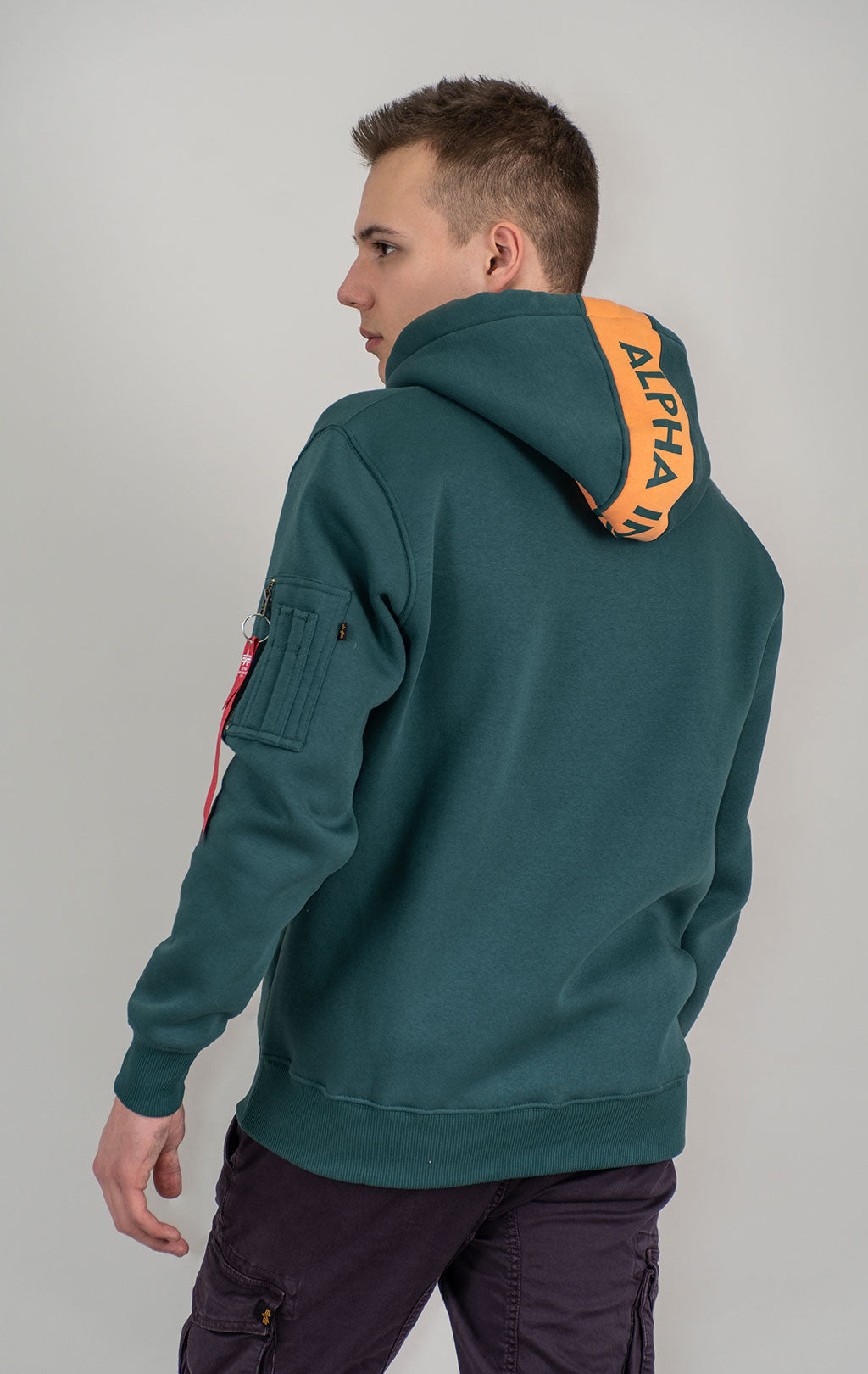 Alpha Industries Red Stripe Hoody - Force Green