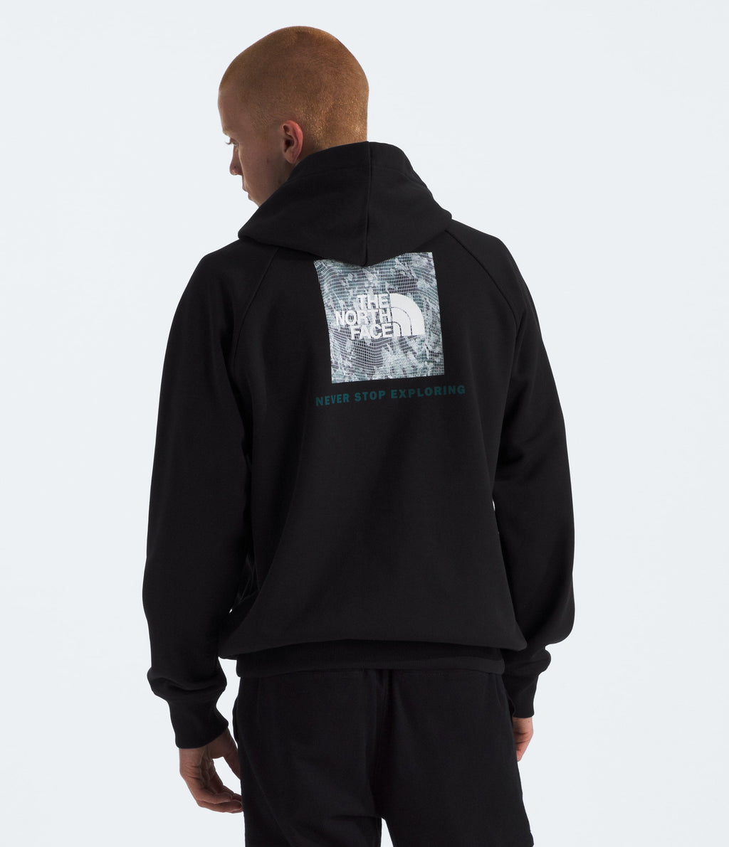 The North Face Raglan Box NSE Tailgrid Hoodie – TNF Black/Deep Nori Trail Grid (SKU 9330)