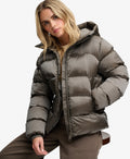 Superdry HOODED SHINE PUFFER ženska jakna - Deep Khaki Green - slika 1